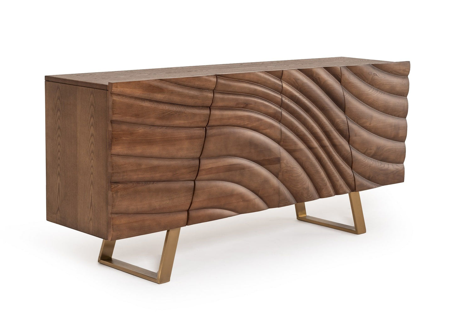 Mid-Century Walnut & Gold Buffet