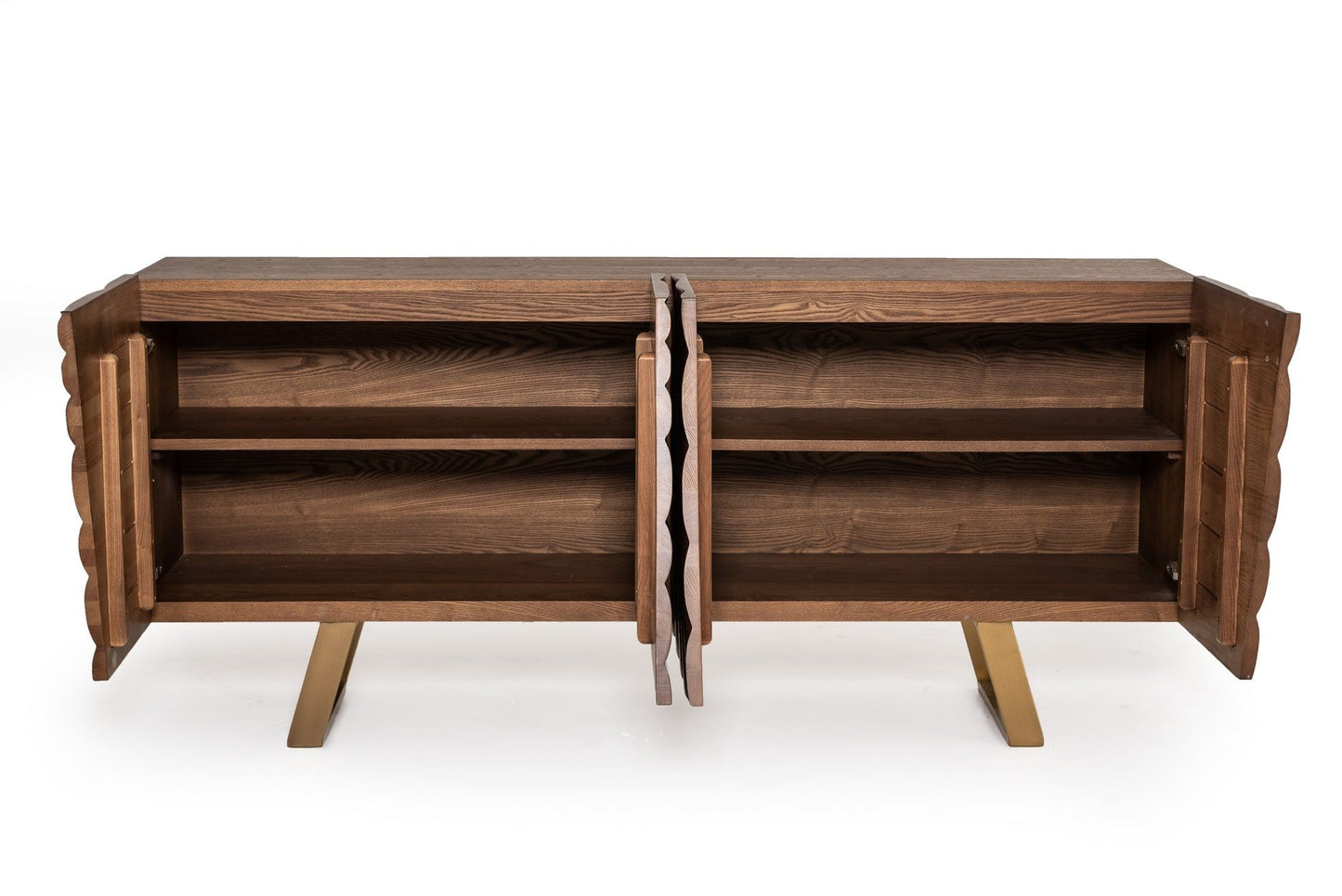Mid-Century Walnut & Gold Buffet