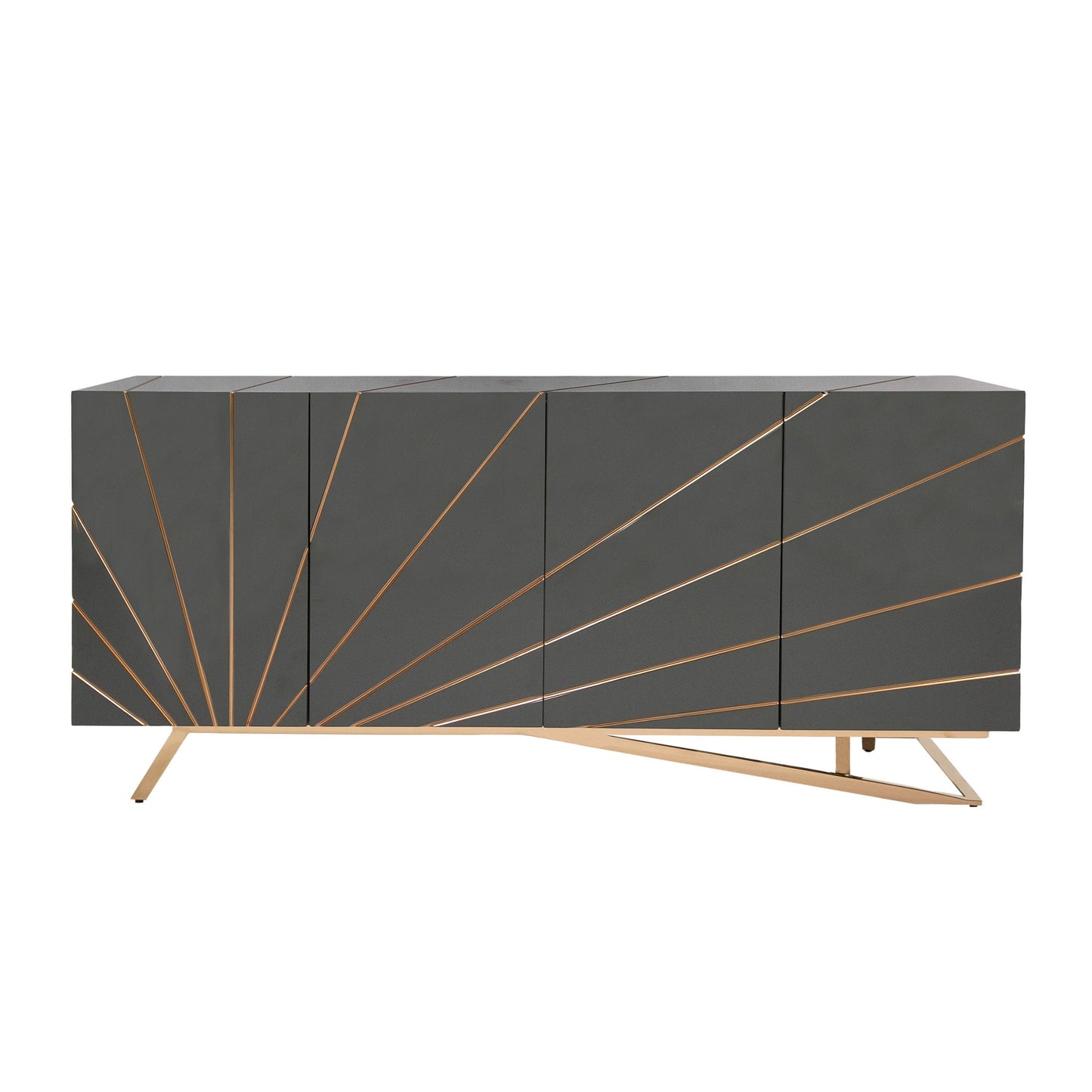 Katzu High Gloss Grey Buffet with Rose Gold Base