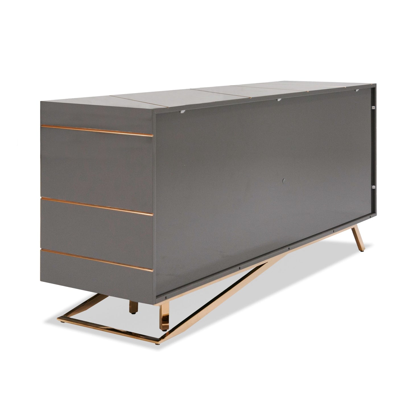 Katzu High Gloss Grey Buffet with Rose Gold Base