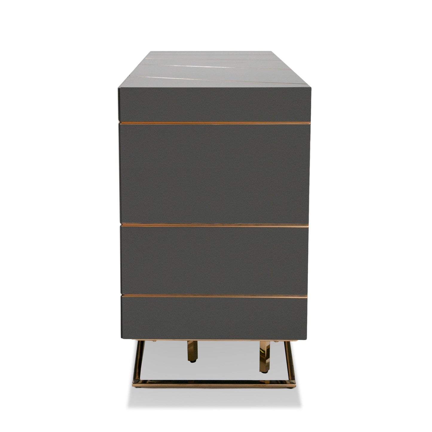 Katzu High Gloss Grey Buffet with Rose Gold Base