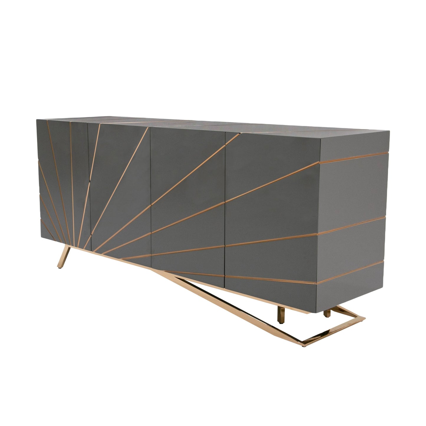 Katzu High Gloss Grey Buffet with Rose Gold Base