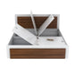 Harper Teak King Bed – Frosty White Finish with Smart Box Storage