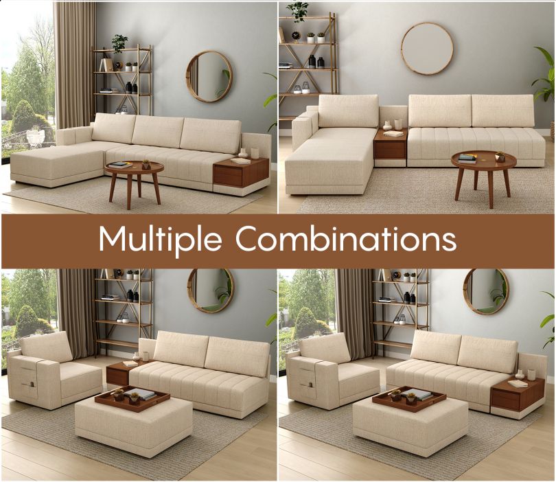 Oasis L-Shape Sectional Sofa Jade Ivory – Cotton Sofa Pakistan