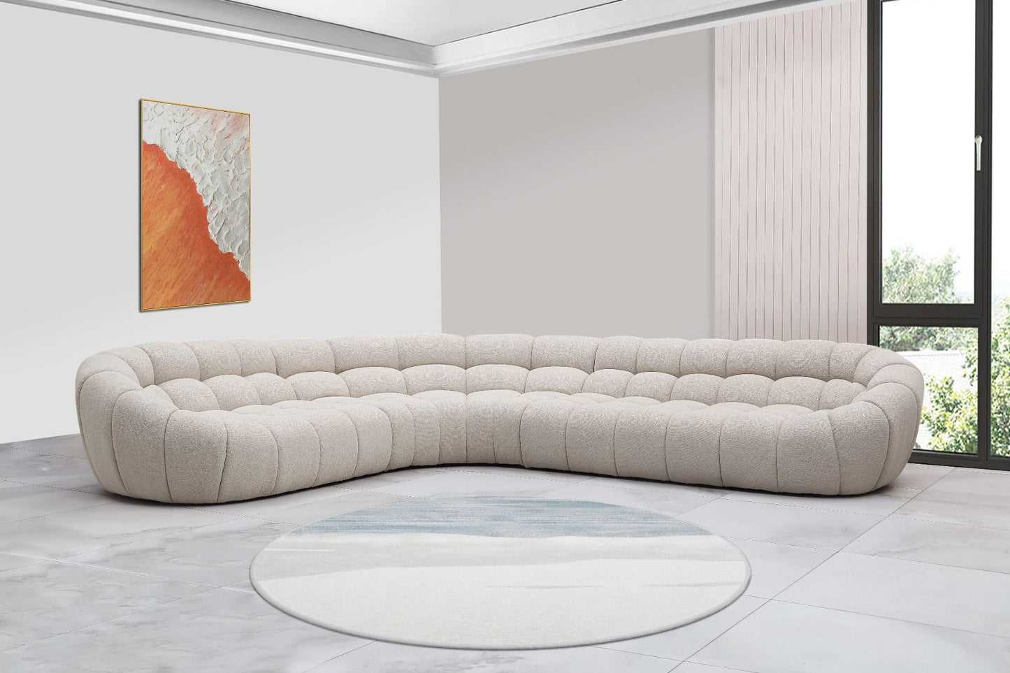 Luxury Beige Curved Sectional Sofa