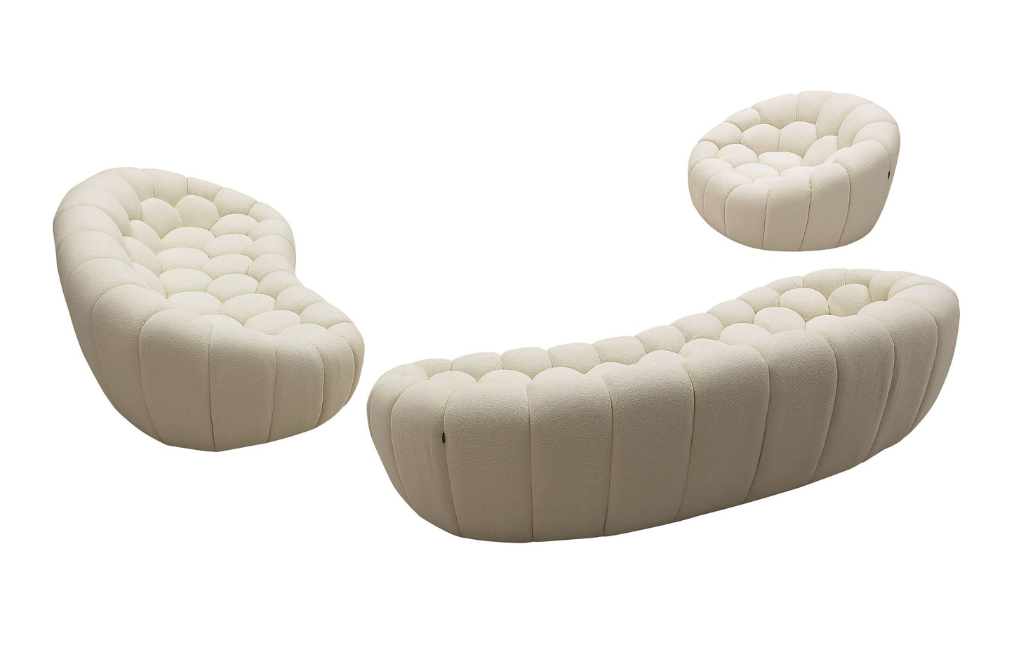 Divani Casa Yolonda – Beige Curved 3-Seater Sectional Sofa