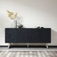 Matte Black Ash Veneer Cabinet with Steel Legs