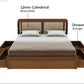 Lotus Ash Wood King Bed – Natural Finish with Smart Drawer Storage