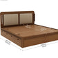 Lotus Ash Wood King Bed – Natural Finish with Smart Drawer Storage