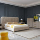 Modern Beige Velvet & Gold Bed With All Sets