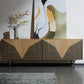 Modrest Azteca – Modern White Oak Buffet with Black Geometric Pattern