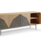 Modrest Azteca – Modern White Oak Buffet with Black Geometric Pattern