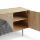 Modrest Azteca – Modern White Oak Buffet with Black Geometric Pattern