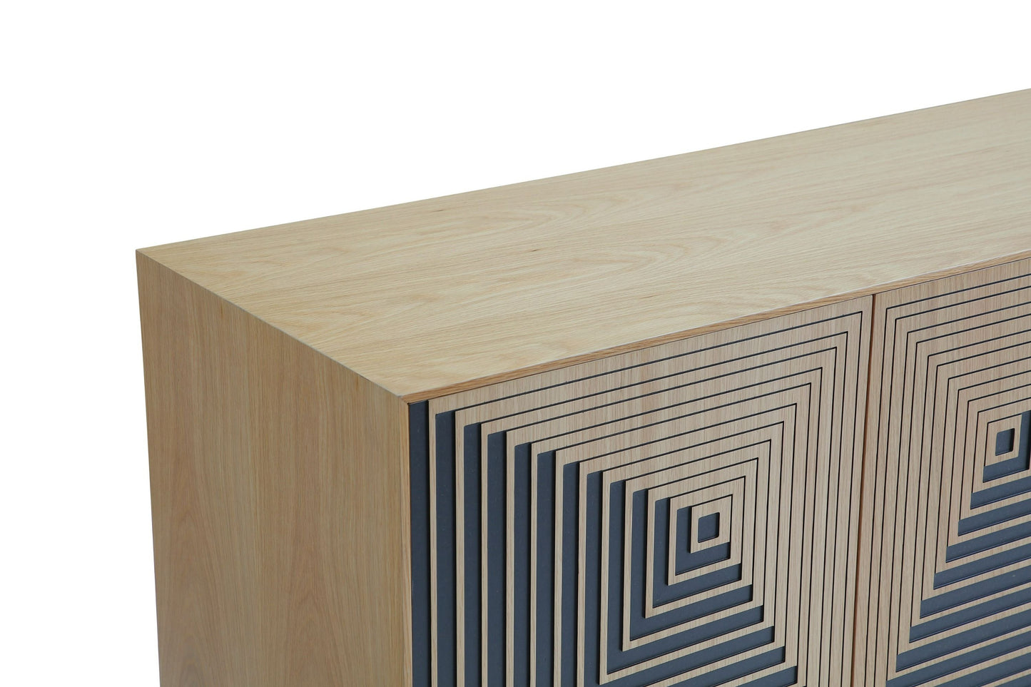 Modrest Azteca – Modern White Oak Buffet with Black Geometric Pattern