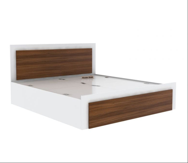 Harper Teak King Bed – Frosty White Finish with Smart Box Storage
