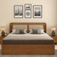 Lotus Ash Wood King Bed – Natural Finish with Smart Drawer Storage