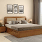 Lotus Ash Wood King Bed – Natural Finish with Smart Drawer Storage