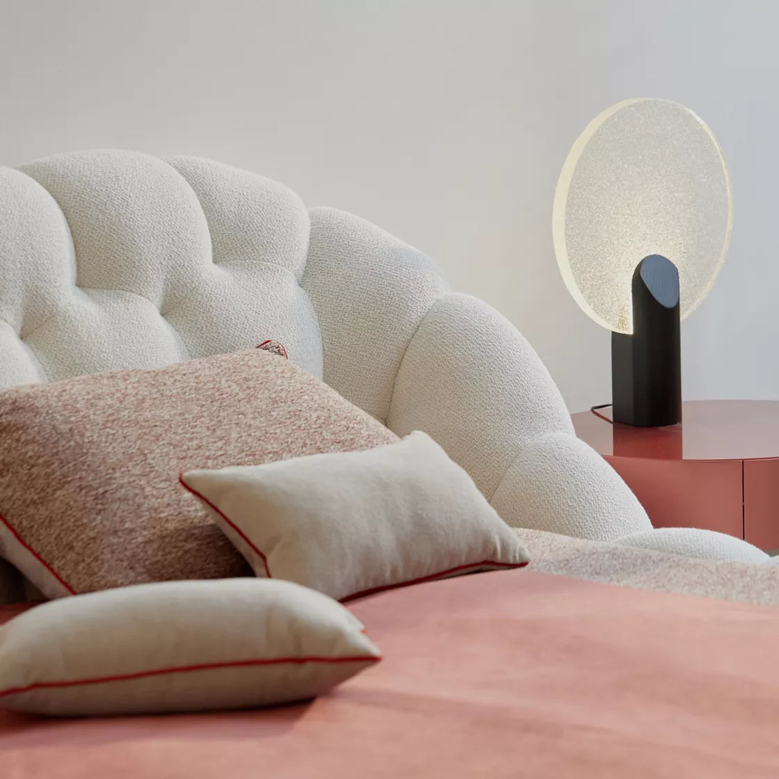 Bubble White Bed — Plush Bouclé / Sherpa Platform Bed