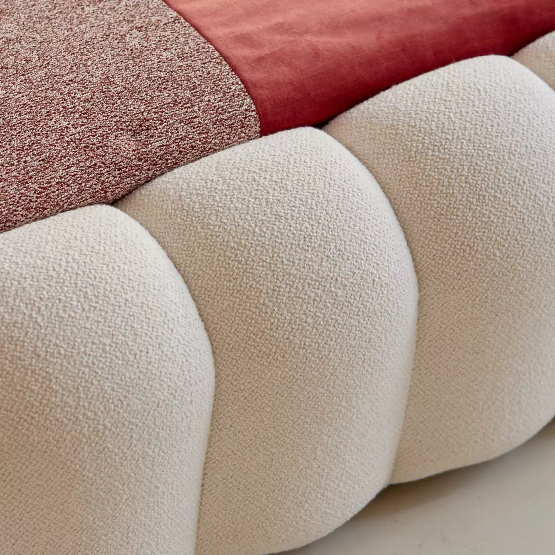 Bubble White Bed — Plush Bouclé / Sherpa Platform Bed