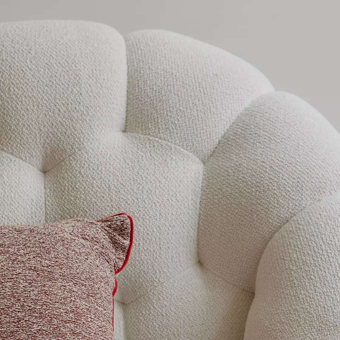 Bubble White Bed — Plush Bouclé / Sherpa Platform Bed