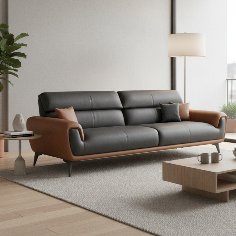 Nordic Leather Sofa Designer Romantic Living Room "4pc" Furniture Couple
