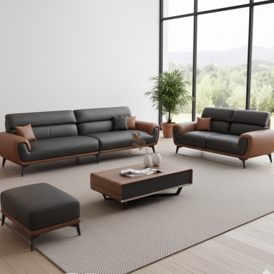 Nordic Leather Sofa Designer Romantic Living Room "4pc" Furniture Couple