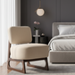 Modern Upholstered Accent Chair with Wooden Base – Stylish Minimalist Lounge Seating