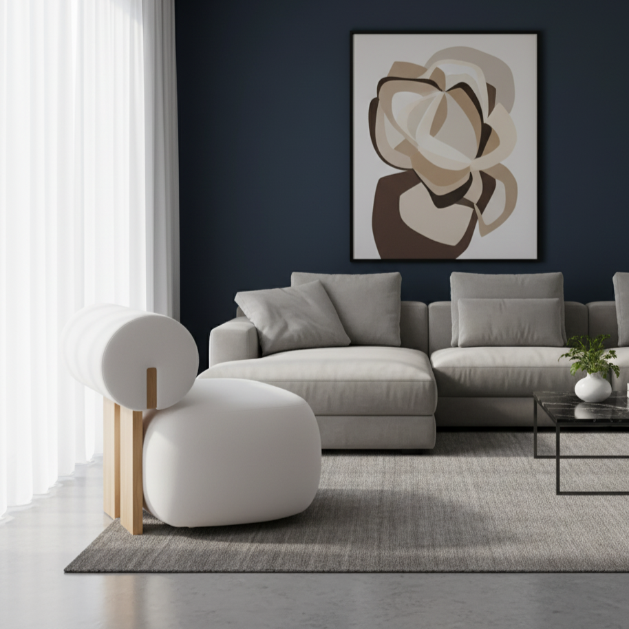 Cozy Boucle Swivel Lounge Chair | Plush Ivory Accent Chair with Round Base
