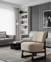 Modern Upholstered Accent Chair with Wooden Base – Stylish Minimalist Lounge Seating
