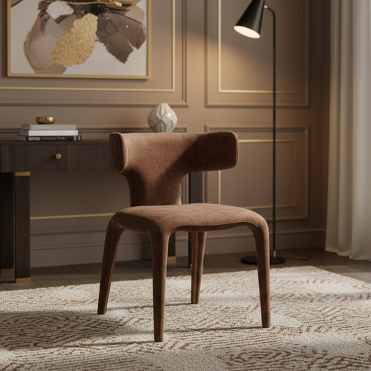 Saehee Dining Chair by Modrest — Camel Velvet, Iron Frame