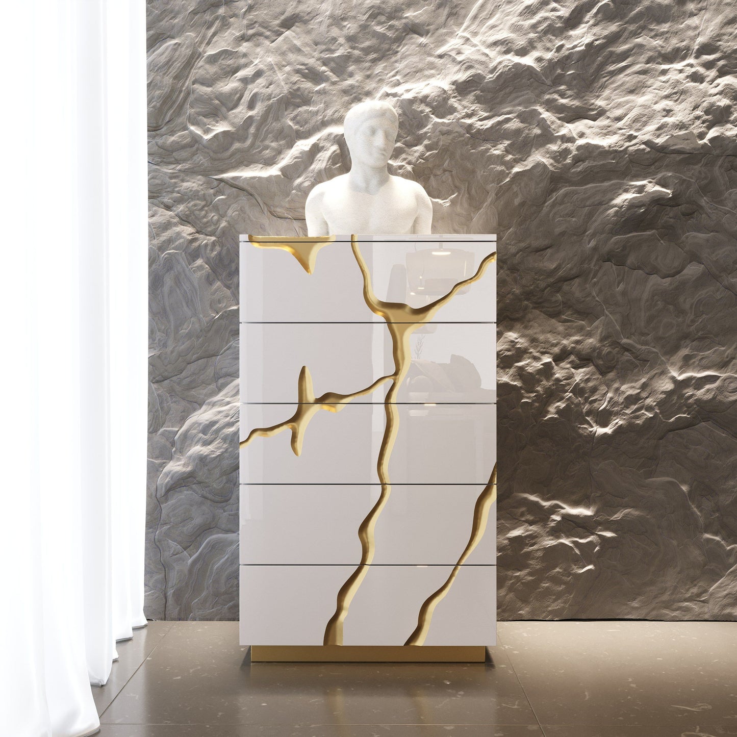 Modrest Aspen Modern White & Gold Chest