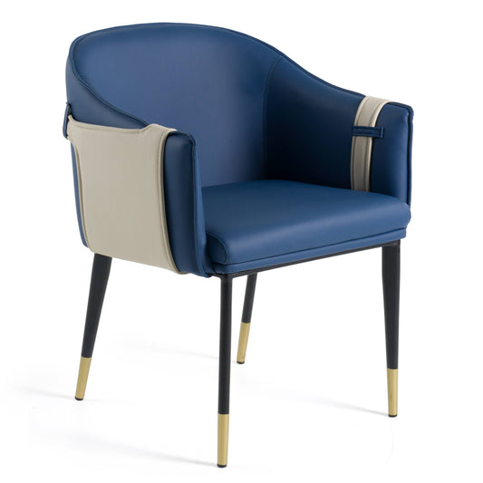 Azure Luxe Blue & Beige Dining Chair
