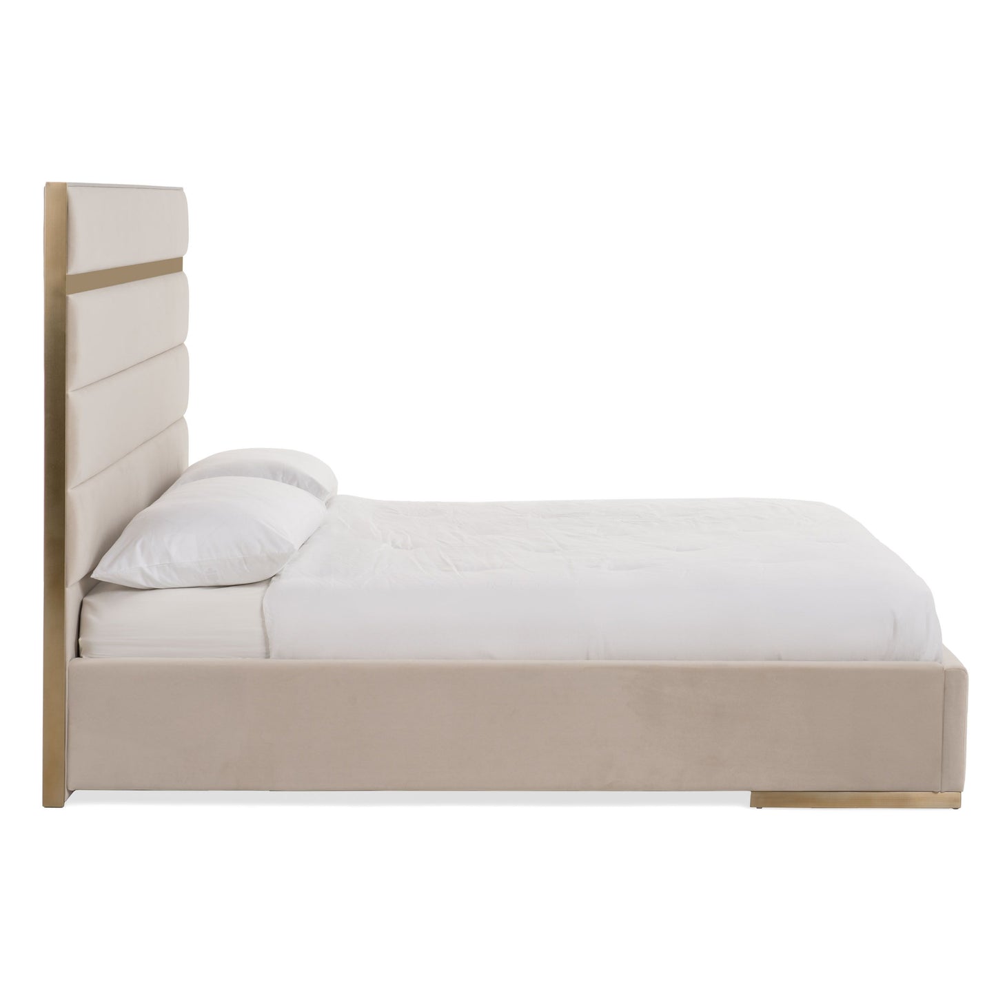 Luxury Beige Velvet + Brass Bedroom Set – Cartier