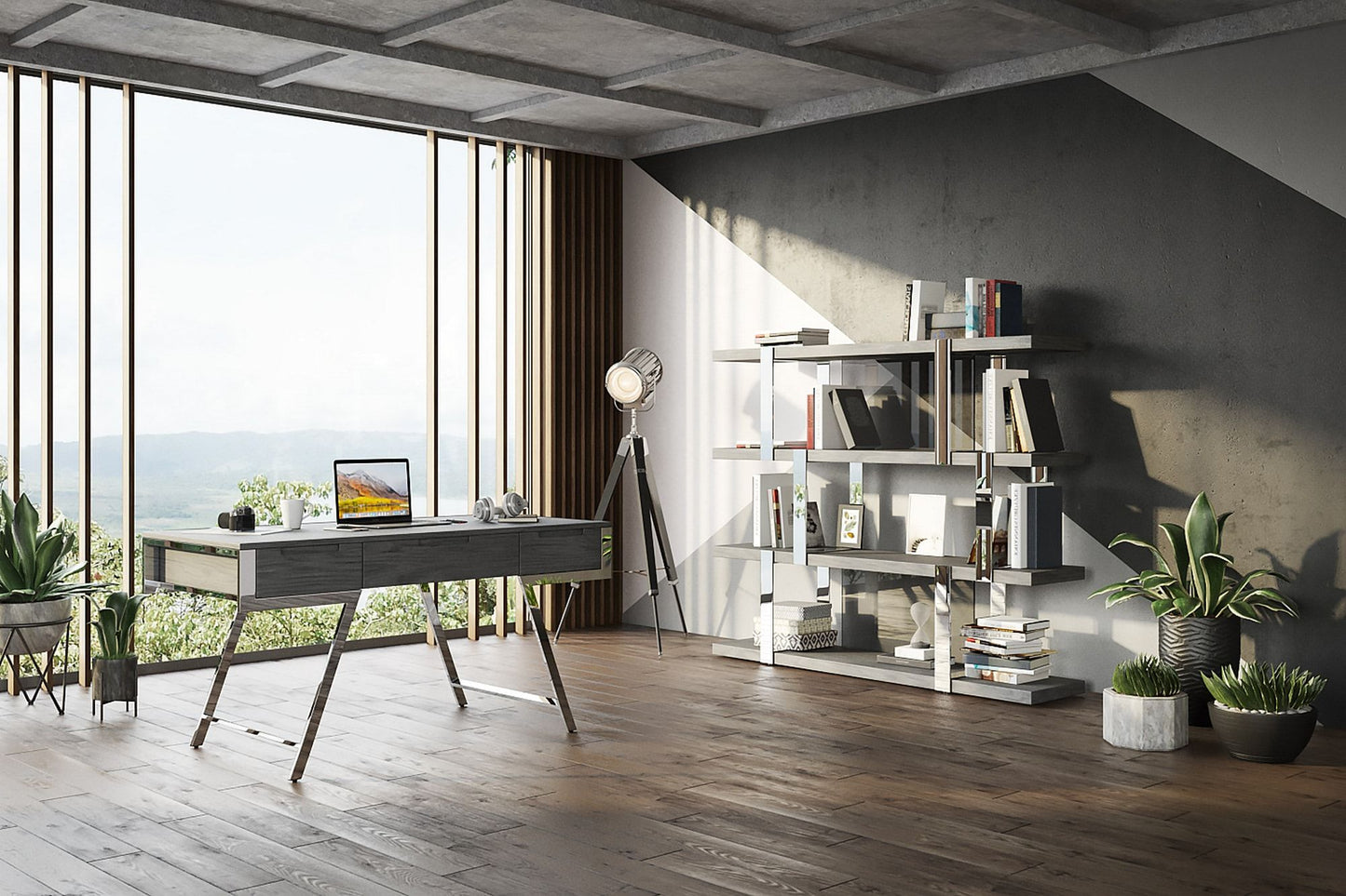Modrest Dessart — Modern Elm Grey Office Desk