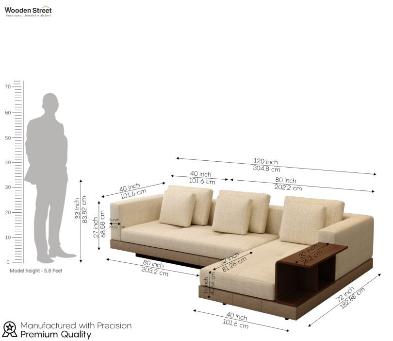 Matrix Right-Aligned L-Shape 5-Seater Sofa Cream Brown – Pakistan