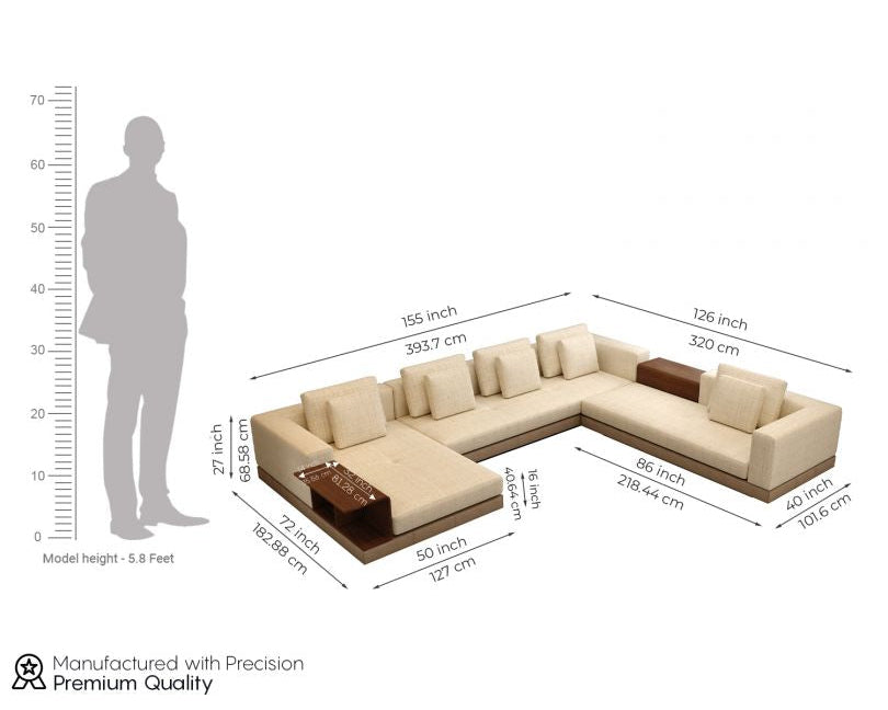 Matrix U-Shape Premium Fabric Sofa Butter Cream – Pakistan