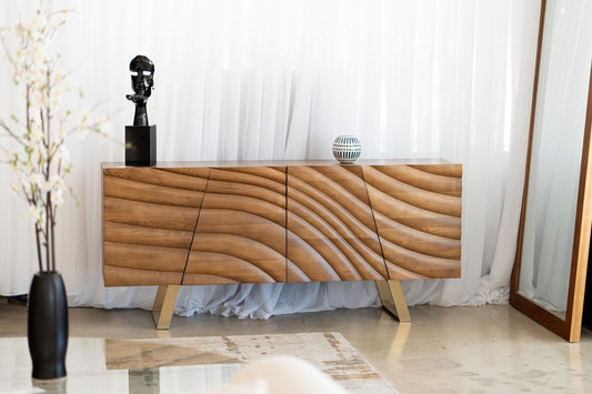 Mid-Century Walnut & Gold Buffet