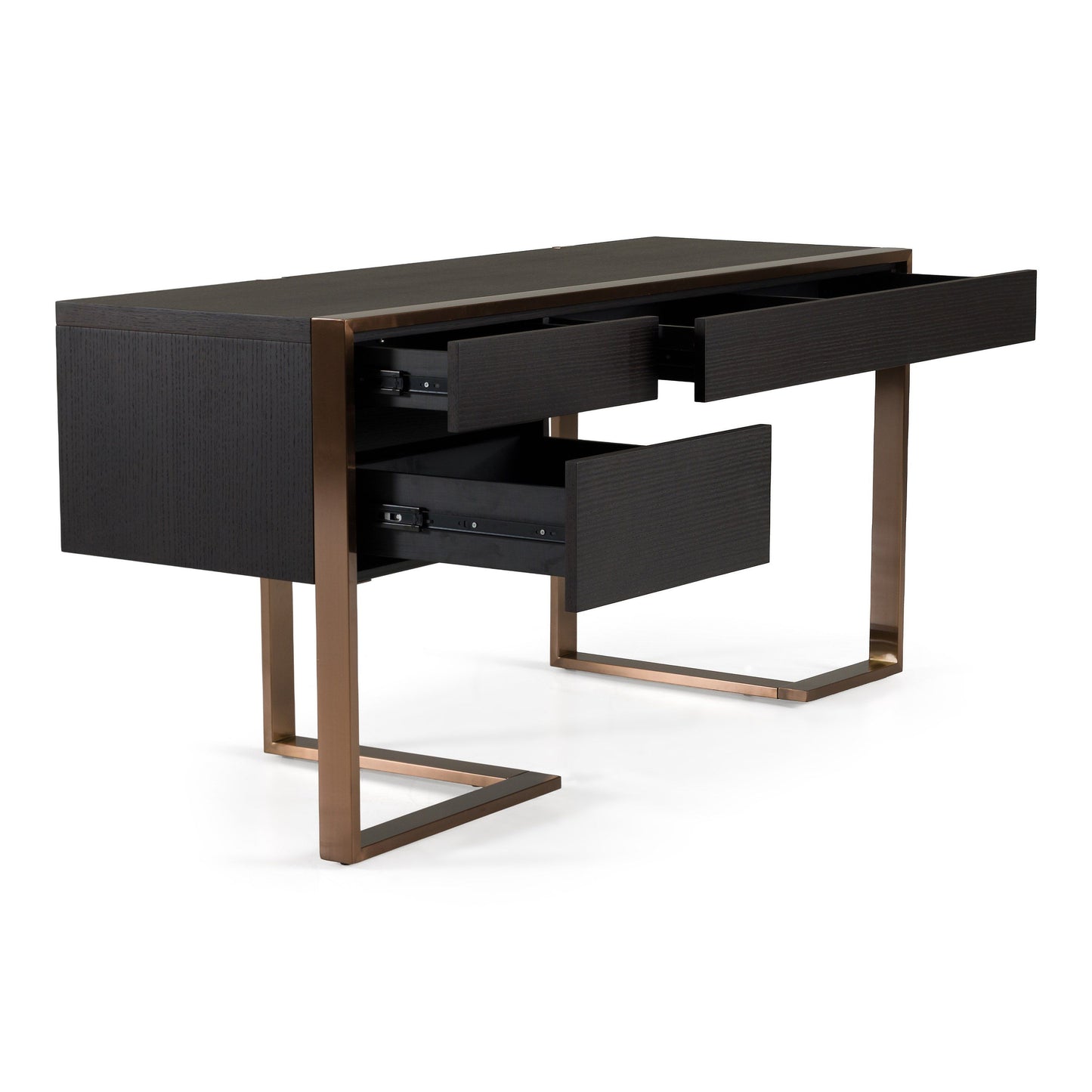Elegant Wenge Office Desk with Rosegold Finish