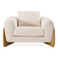 Fleury Contemporary Cream Fabric Sofa with Walnut Legs