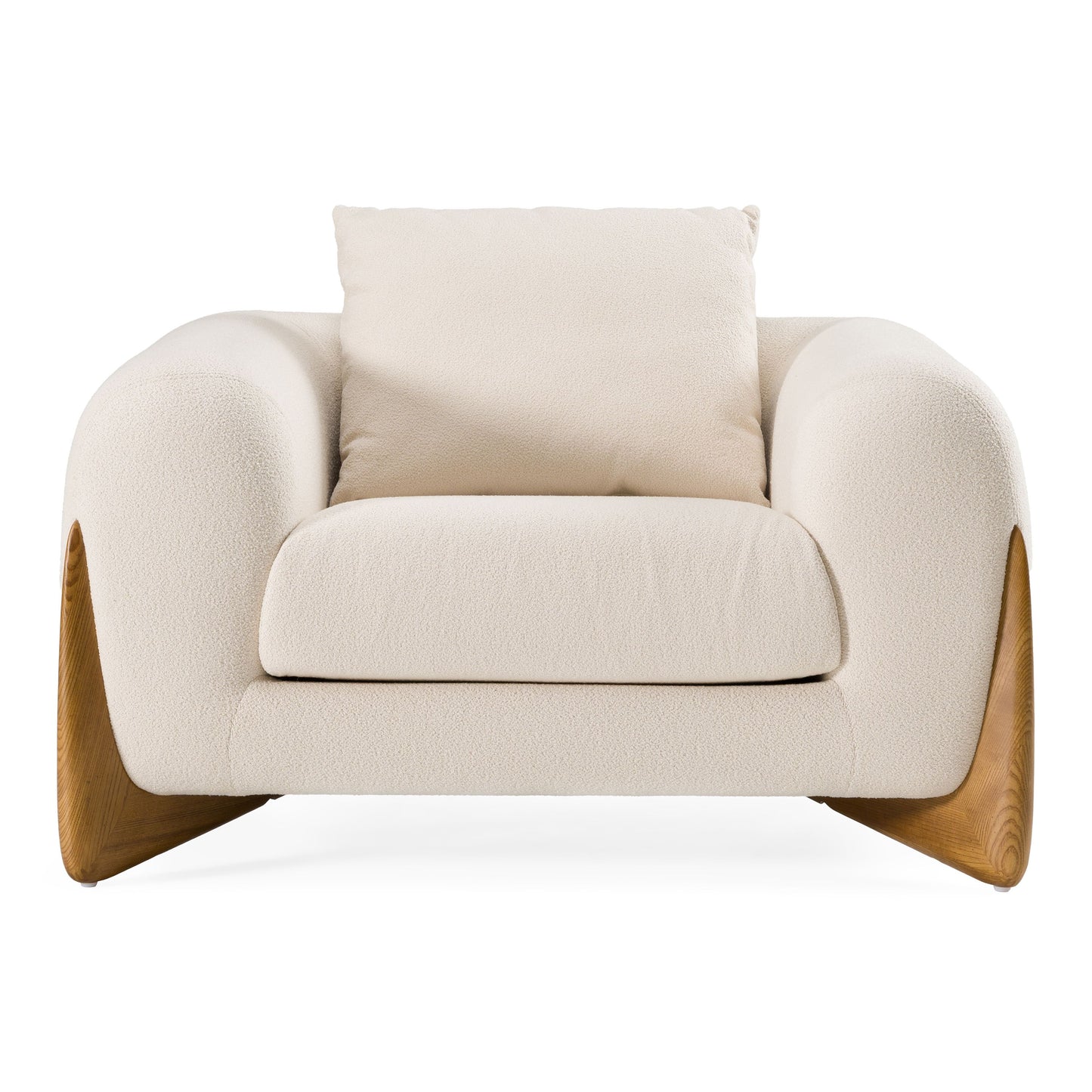 Fleury Contemporary Cream Fabric Sofa with Walnut Legs