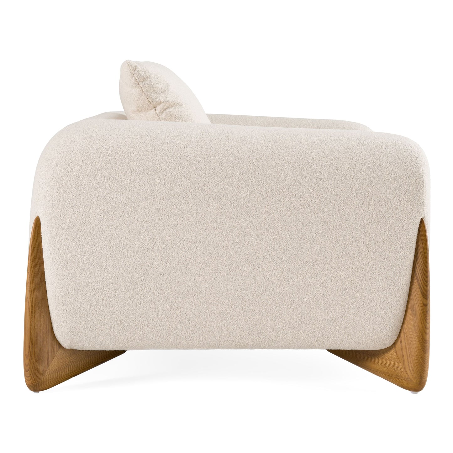 Fleury Contemporary Cream Fabric Sofa with Walnut Legs