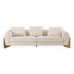 Fleury Contemporary Cream Fabric Sofa with Walnut Legs