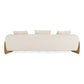 Fleury Contemporary Cream Fabric Sofa with Walnut Legs
