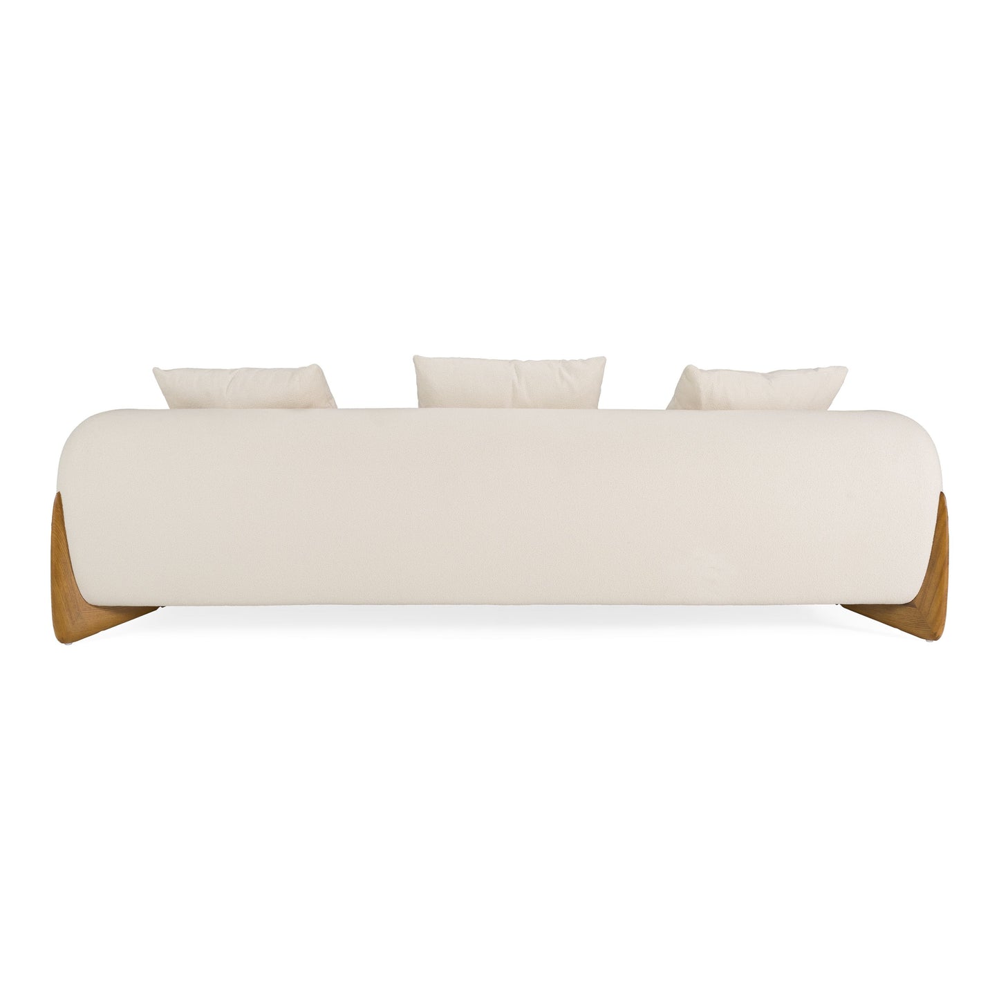 Fleury Contemporary Cream Fabric Sofa with Walnut Legs