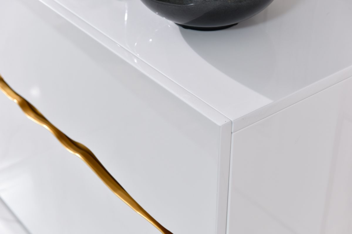 White & Gold High Gloss Buffet