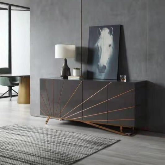 Katzu High Gloss Grey Buffet with Rose Gold Base