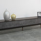Gabrielle TV Stand – Acacia Veneer & Gold-Tip Metal Base