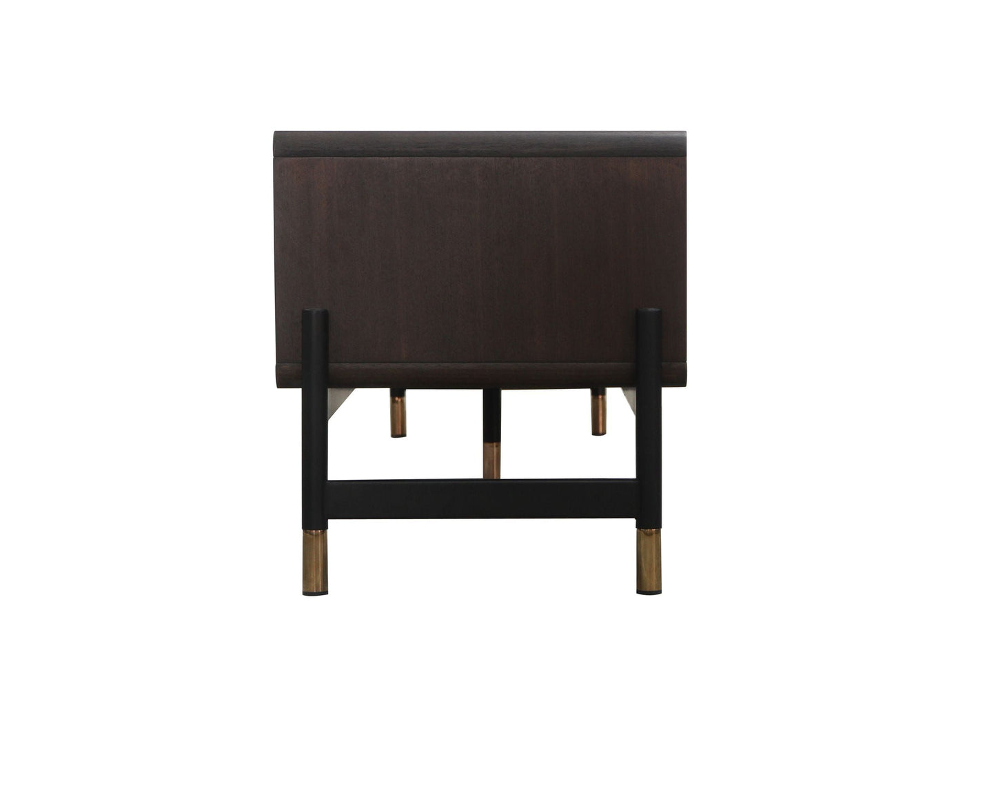 Gabrielle TV Stand – Acacia Veneer & Gold-Tip Metal Base