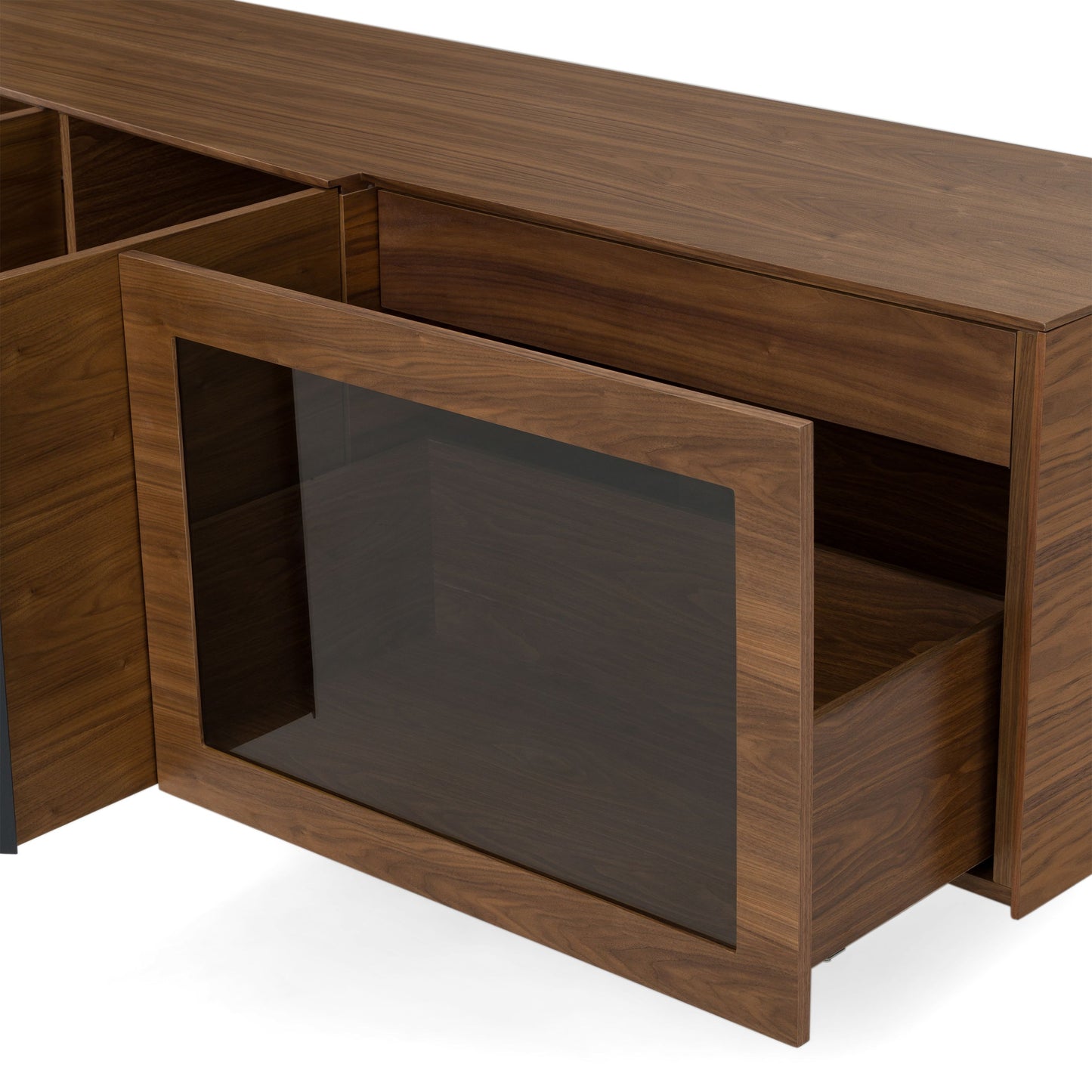 Modrest Glencoe Modern Glass & Walnut Buffet
