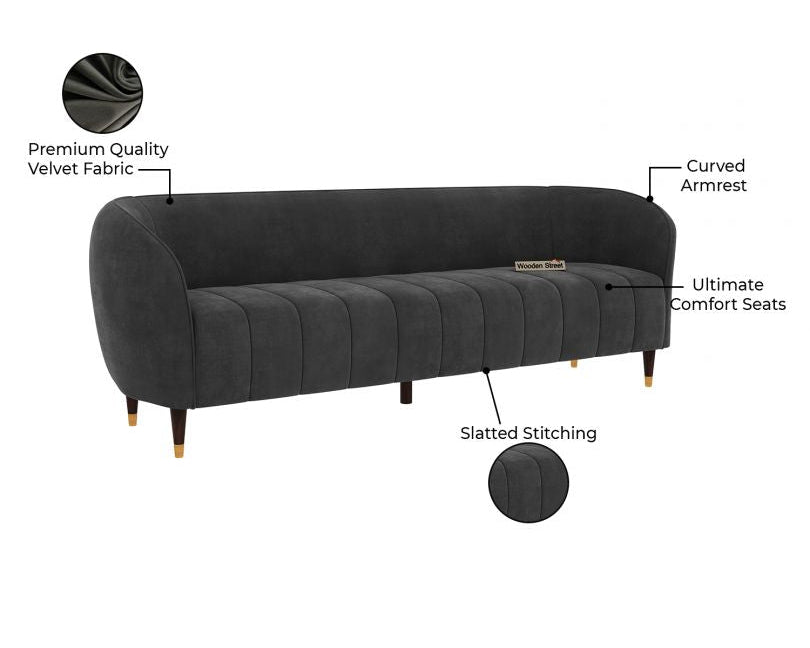 Eldric 3-Seater Velvet Sofa Graphite Grey – Pakistan